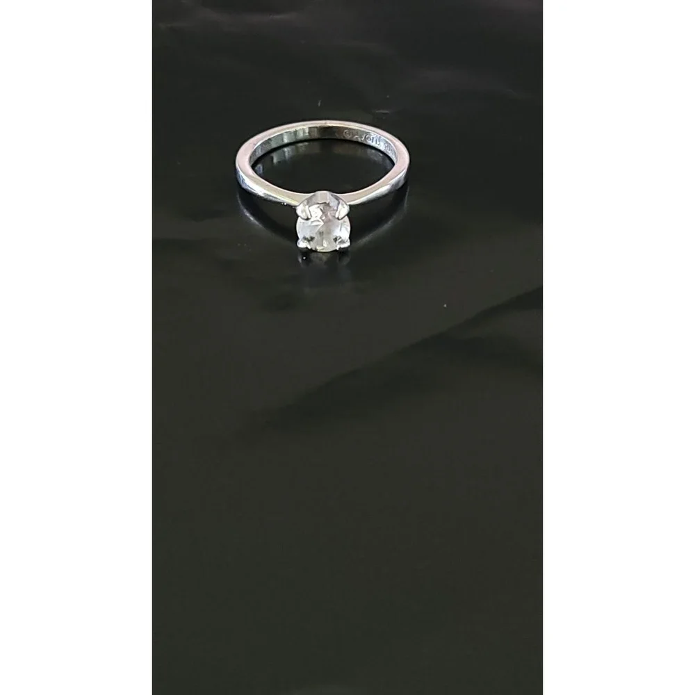 Vintage AVON Sterling Silver Clear Spinel CZ Solitaire Ring Size 7.5 2.75g